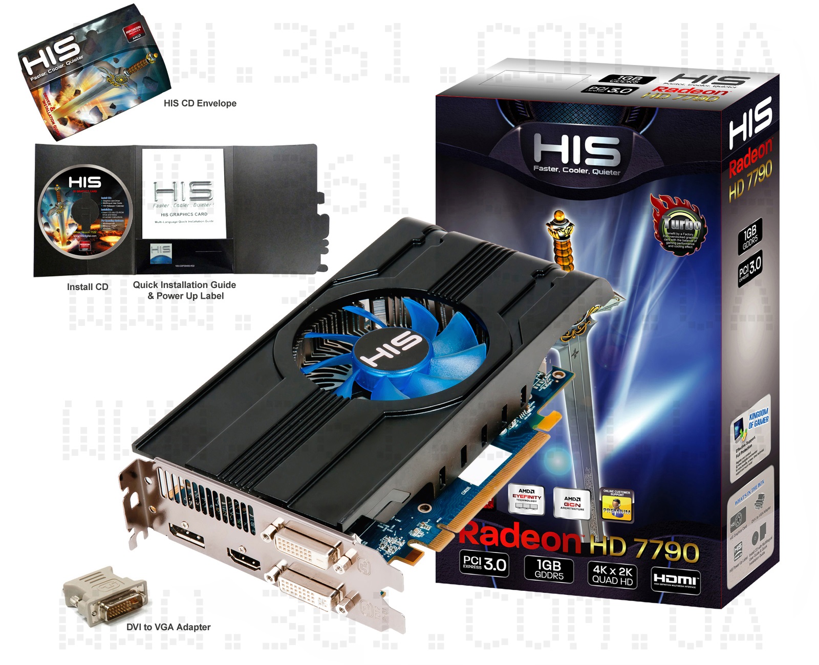 НОВАЯ HIS 7790 iCooler Turbo 1GB GDDR5 PCI-E DP/2xDVI/HDMI гар. 6v.