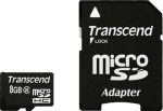 Карта памяти  8 Gb micro SDHC Class 2 Transcend + SD адаптер